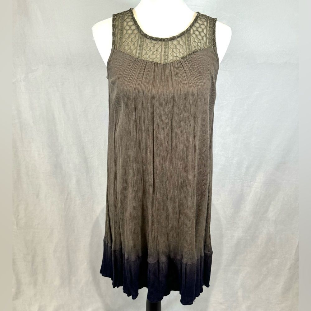 C’isa gray and dark blue ombré lace yoke gauze  dress size small